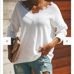 Lydia Lace Sweater - White 🤍🤍